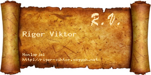 Riger Viktor névjegykártya